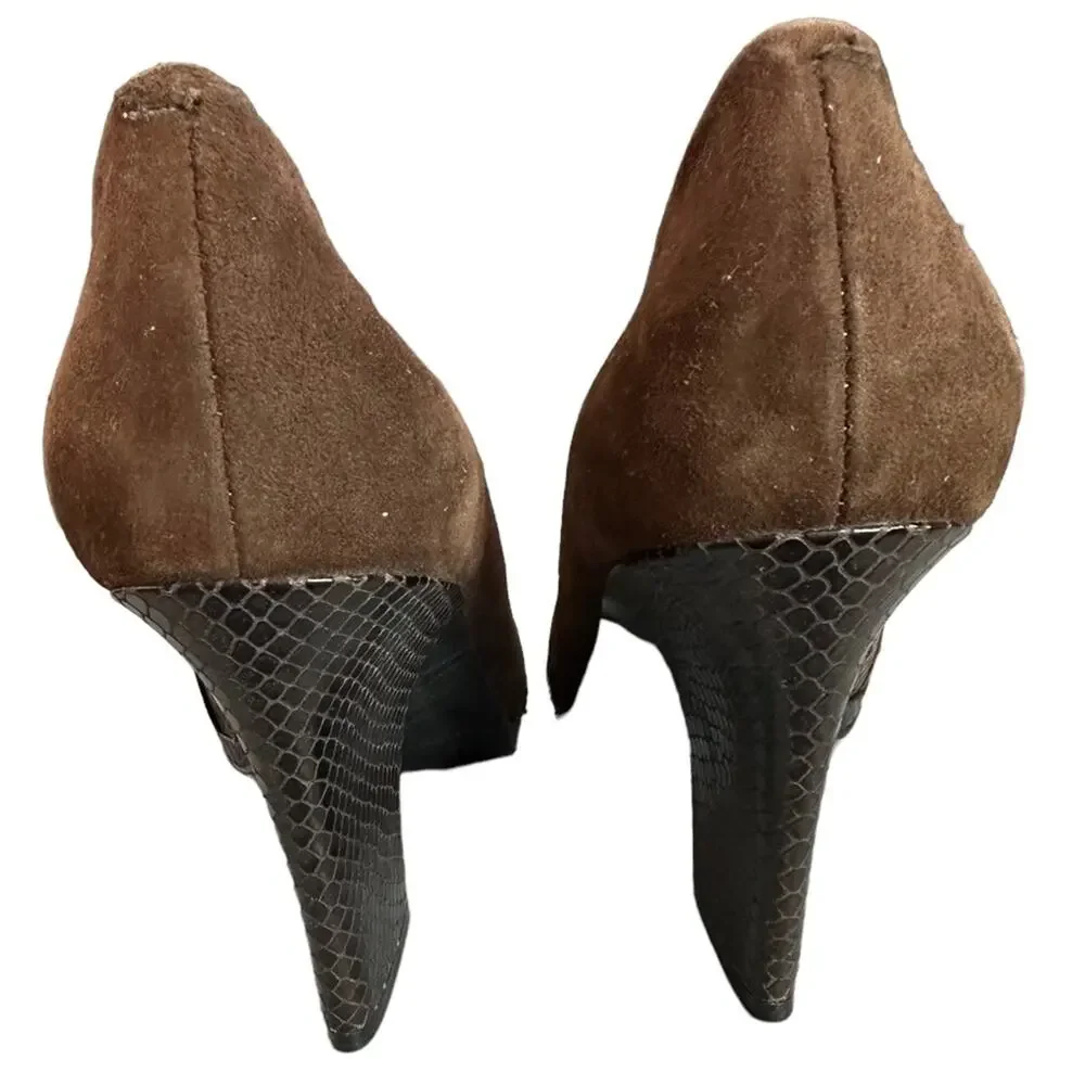 ENZO Angiolini Saniko brown eel suede patent‎ leather size 7M - Picture 7 of 16